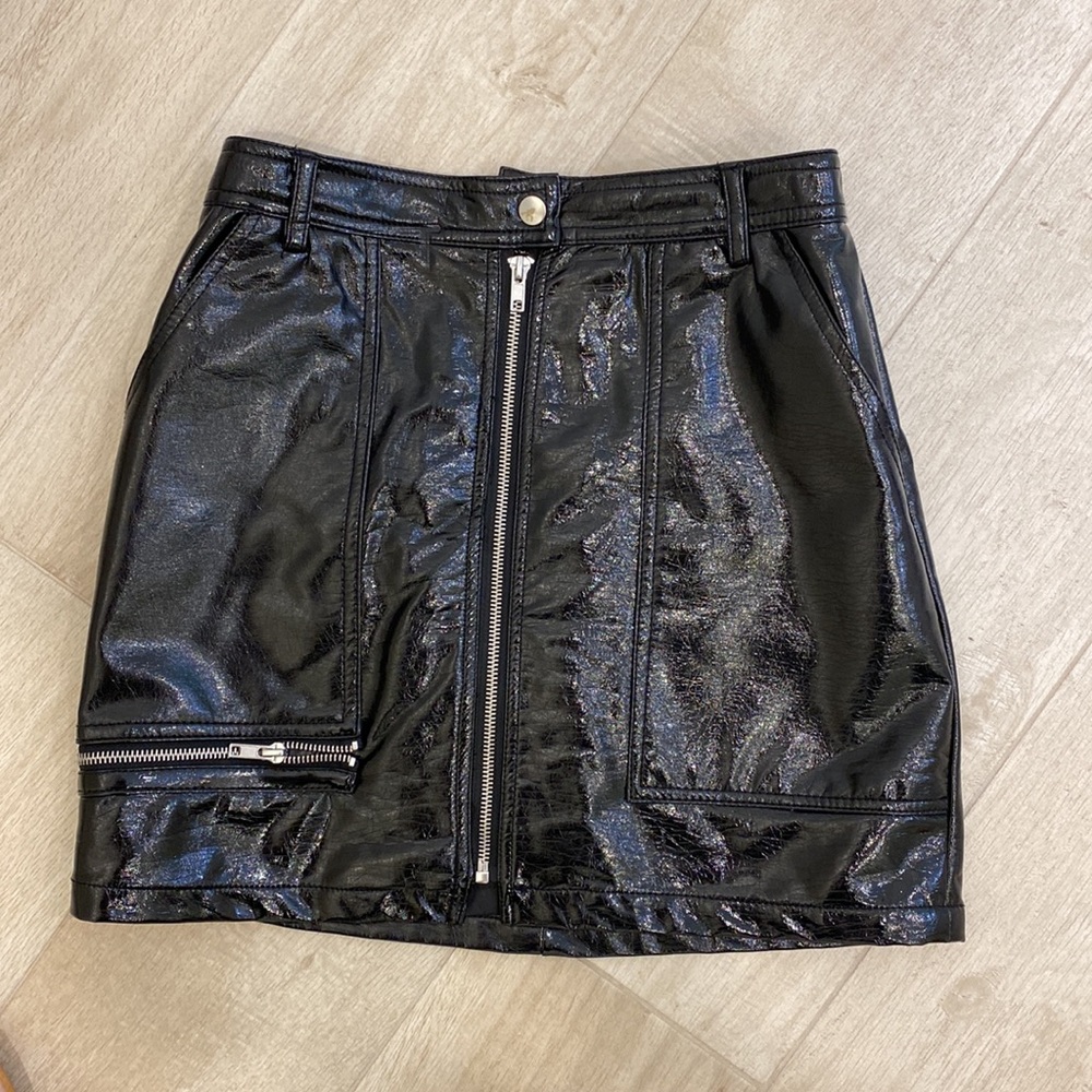 Retro black leather mini